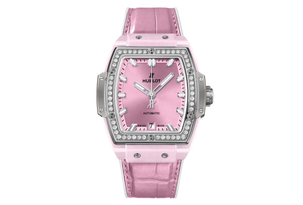 Ceramic Diamond Dial Watch Light Pink